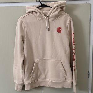 Carhartt Tan Hoodie with Red Accents